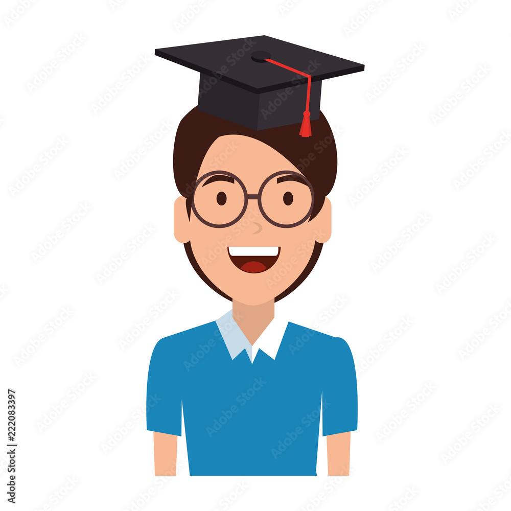 young man student with hat graduation