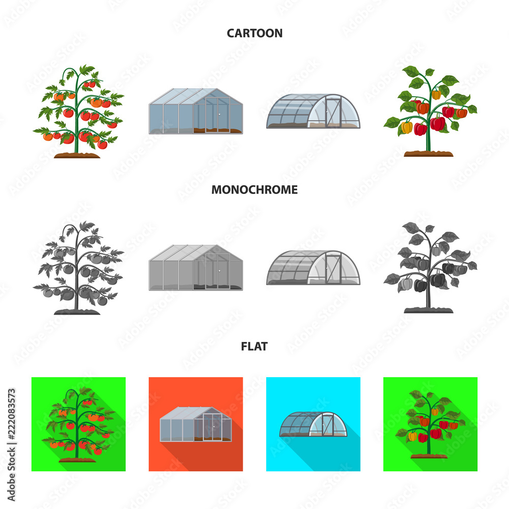 Vector illustration of greenhous and plant icon. Collection of greenhous and garden stock vector illustration.
