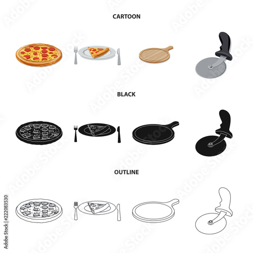 Vector illustration of pizza and food symbol. Collection of pizza and italy vector icon for stock.
