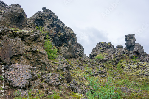Dimmuborgir area of unusually shaped lava fields in Iceland