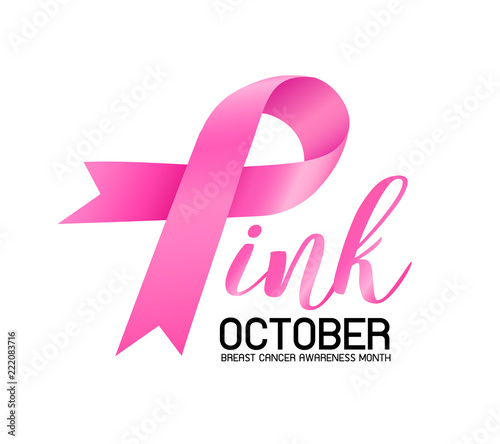 Breast Cancer Awareness Month Campaign design with pink ribbon. Icon design. Vector illustration isolated on white background.