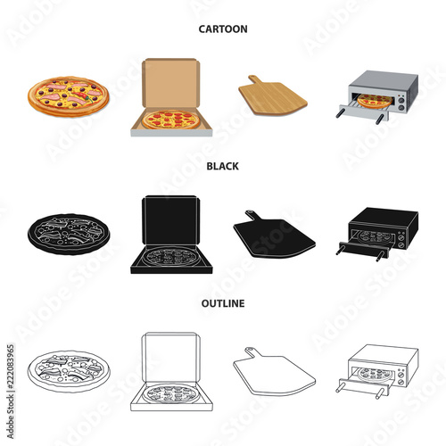 Vector design of pizza and food logo. Set of pizza and italy stock vector illustration.