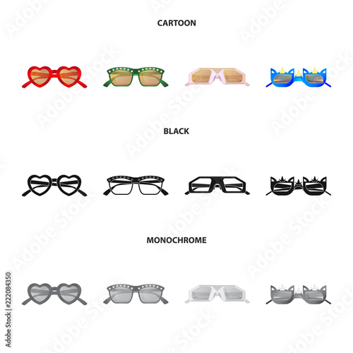 Fototapeta Naklejka Na Ścianę i Meble -  Vector design of glasses and sunglasses icon. Set of glasses and accessory vector icon for stock.
