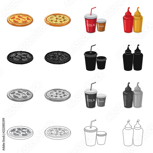 Vector design of pizza and food logo. Collection of pizza and italy vector icon for stock.