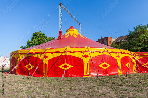 Circus tent in red and yellow colors