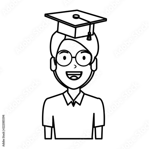 young man student with hat graduation