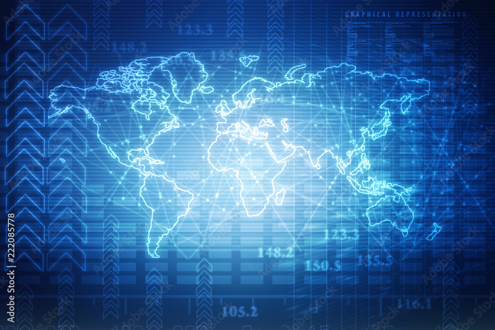 2d illustration world map abstract background