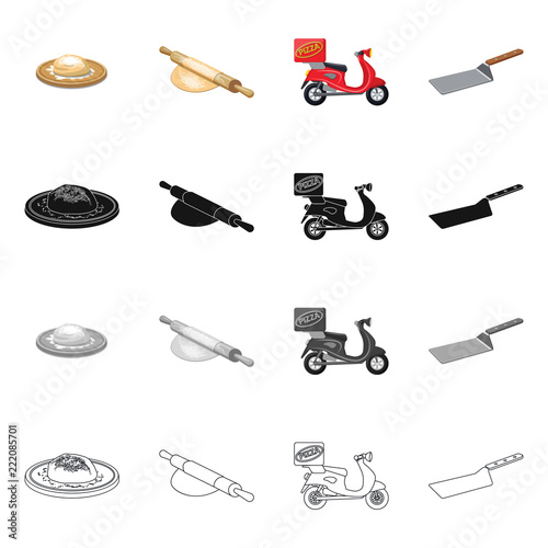 Isolated object of pizza and food logo. Set of pizza and italy vector icon for stock.