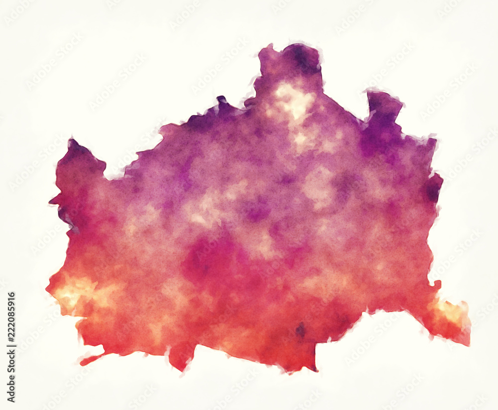 Vienna federal state watercolor map of Austria in front of a white background Vienna federal state watercolor map of Austria in front of a white background