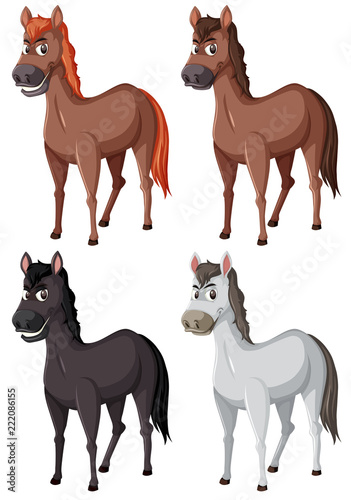Set of cartoon horses