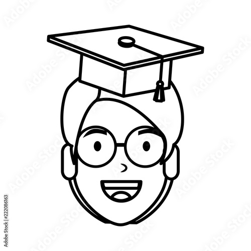young man student head with hat graduation