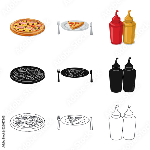 Vector illustration of pizza and food symbol. Collection of pizza and italy vector icon for stock.