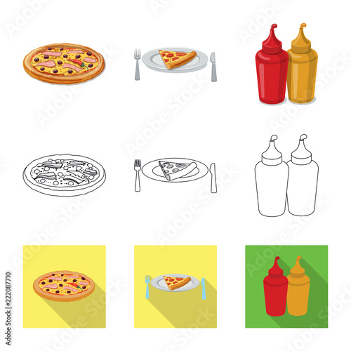 Isolated object of pizza and food symbol. Collection of pizza and italy stock symbol for web.