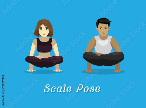 Manga Style Cartoon Yoga Scale Pose