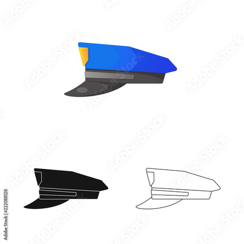 Vector design of headgear and cap symbol. Collection of headgear and accessory stock symbol for web.