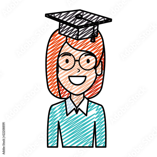 young woman student with hat graduation