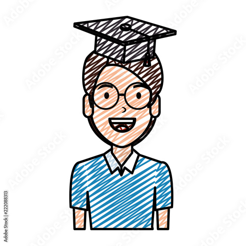 young man student with hat graduation