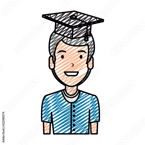 young man student with hat graduation
