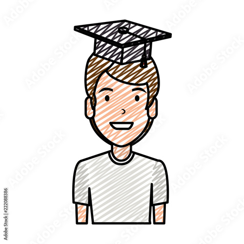 young man student with hat graduation