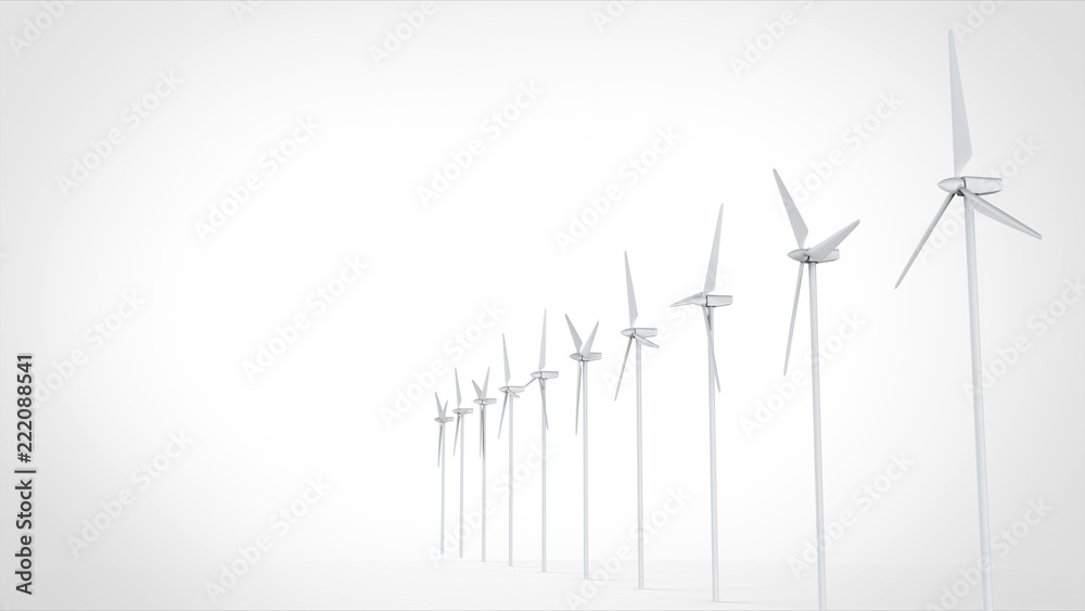 風力発電 複数 左コピースペース Stock イラスト Adobe Stock
