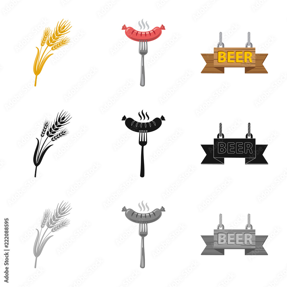 Naklejka premium Isolated object of pub and bar sign. Set of pub and interior stock symbol for web.