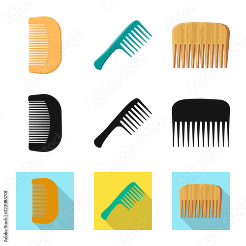 Vector illustration of brush and hair icon. Set of brush and hairbrush stock symbol for web.