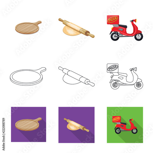 Vector design of pizza and food icon. Set of pizza and italy stock symbol for web.