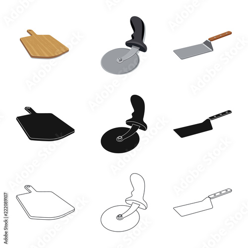 Vector illustration of pizza and food logo. Set of pizza and italy vector icon for stock.