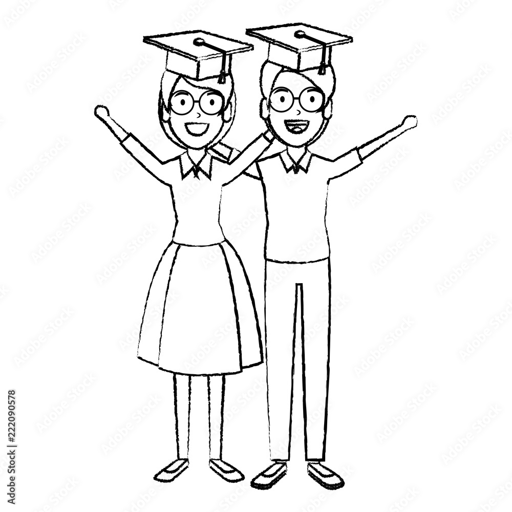 couple of students celebrating with hat graduation couple of students celebrating with hat graduation