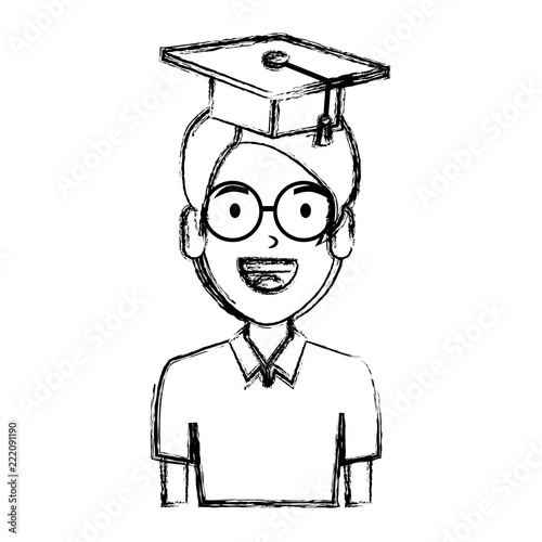 young man student with hat graduation