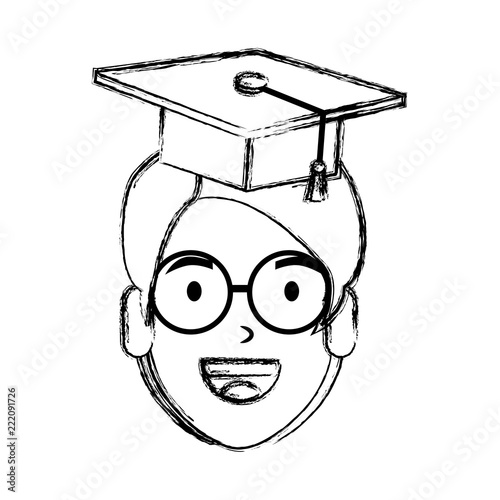 young man student head with hat graduation
