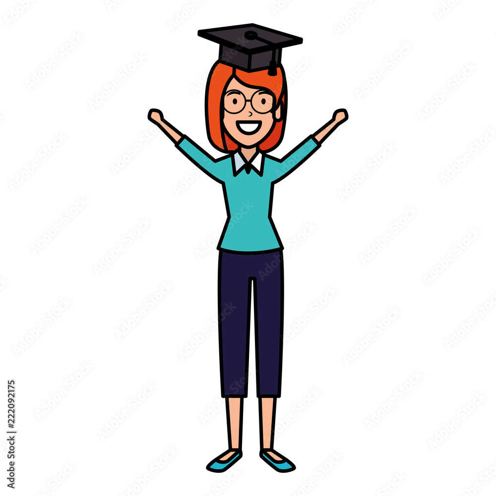 woman student celebrating with hat graduation woman student celebrating with hat graduation
