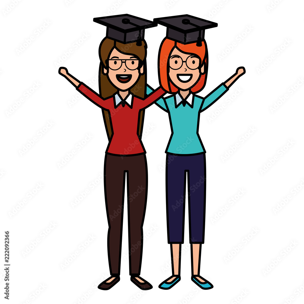 women student celebrating with hat graduation women student celebrating with hat graduation