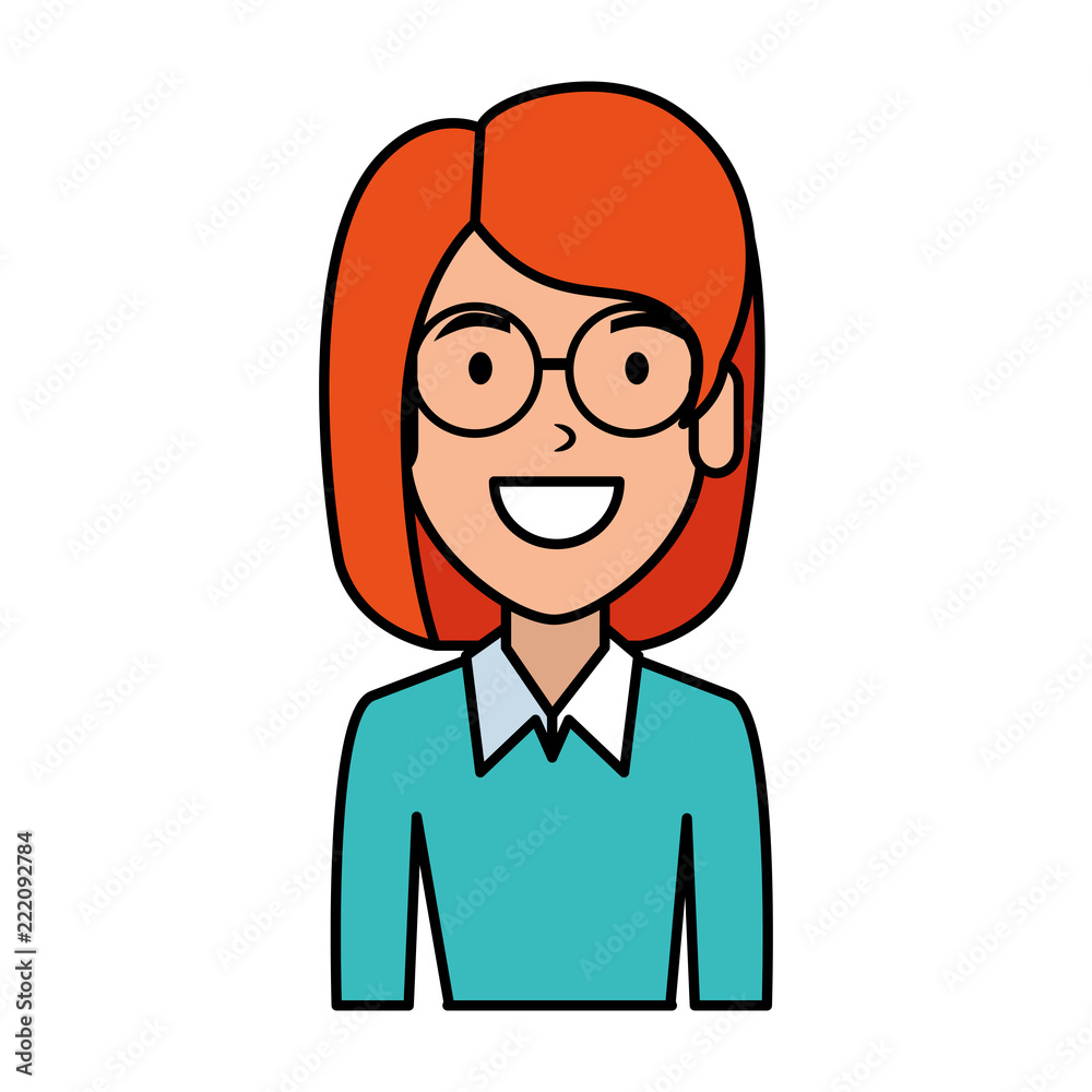 beautiful woman with glasses character