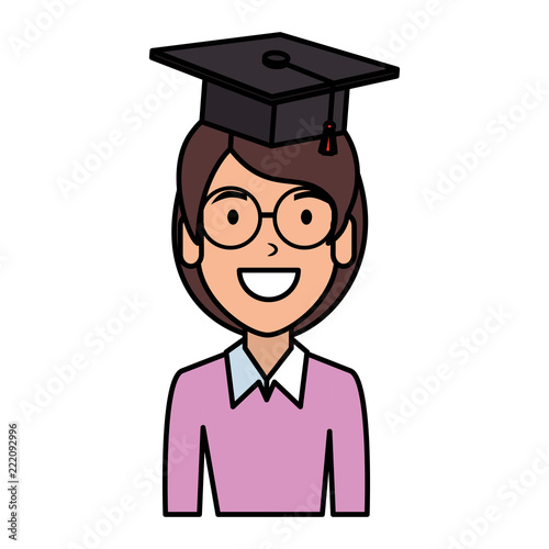 young woman student with hat graduation