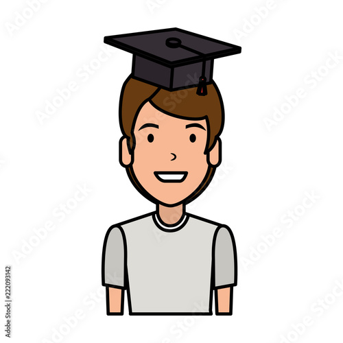 young man student with hat graduation