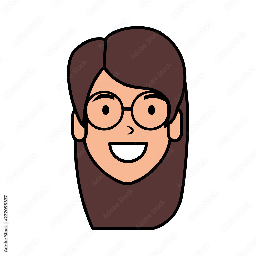 beautiful woman with glasses head character