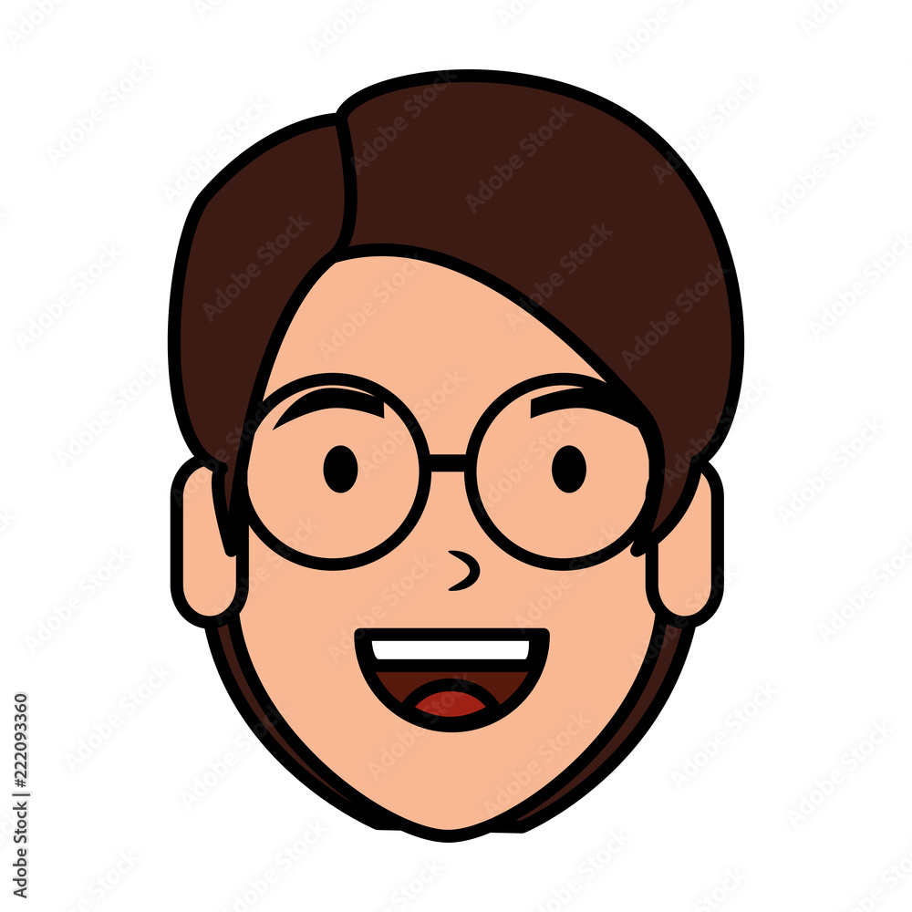 young man with glasses head character