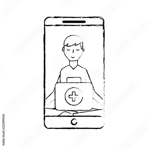 smartphone man meditation medical app