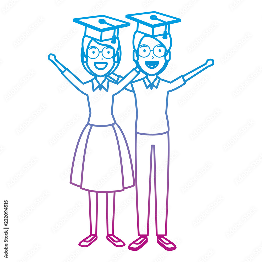 couple of students celebrating with hat graduation couple of students celebrating with hat graduation