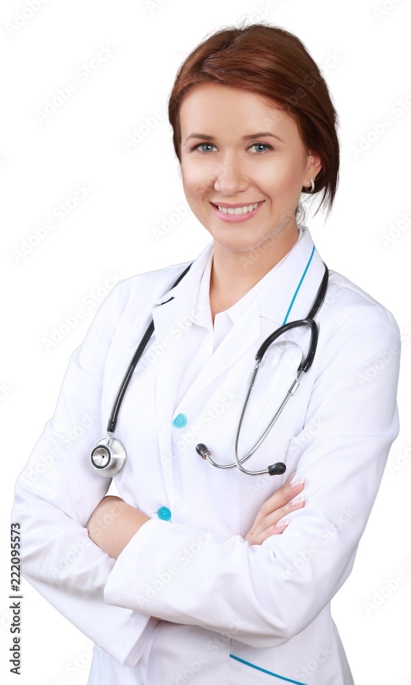 Young Doctor with Arms Folded - Isolated Young Doctor with Arms Folded - Isolated