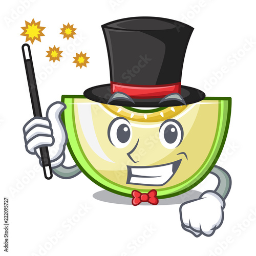 Magician cartoon sliced fresh melon green sweet