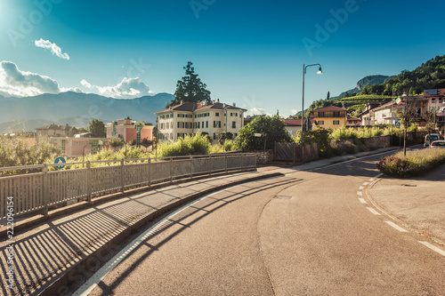 Road in italian alpine village in Trento