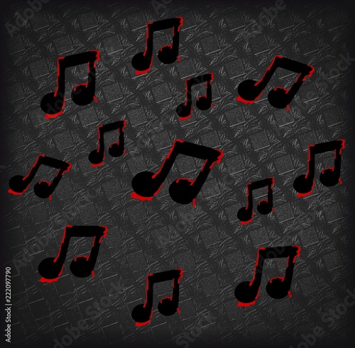 dark hand drawnd black and red music themed illustration