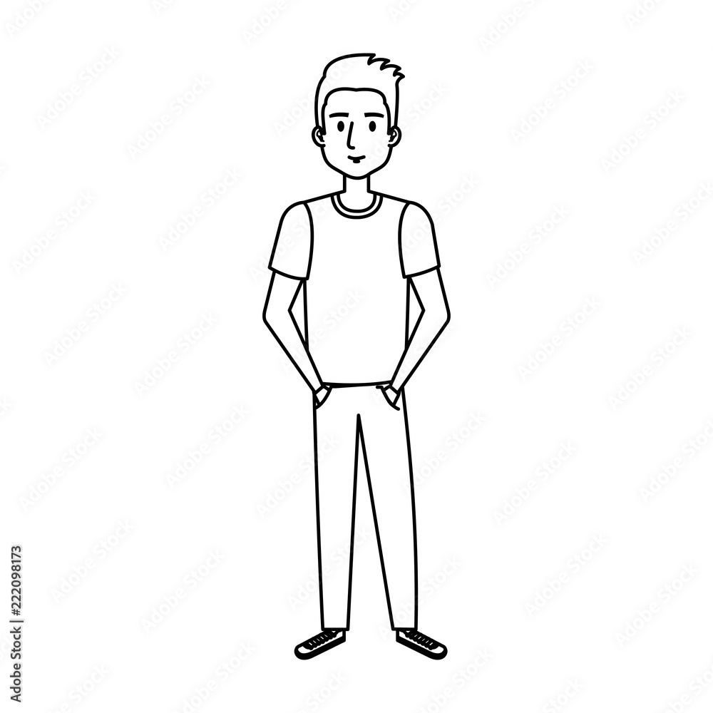 young and casual man character young and casual man character