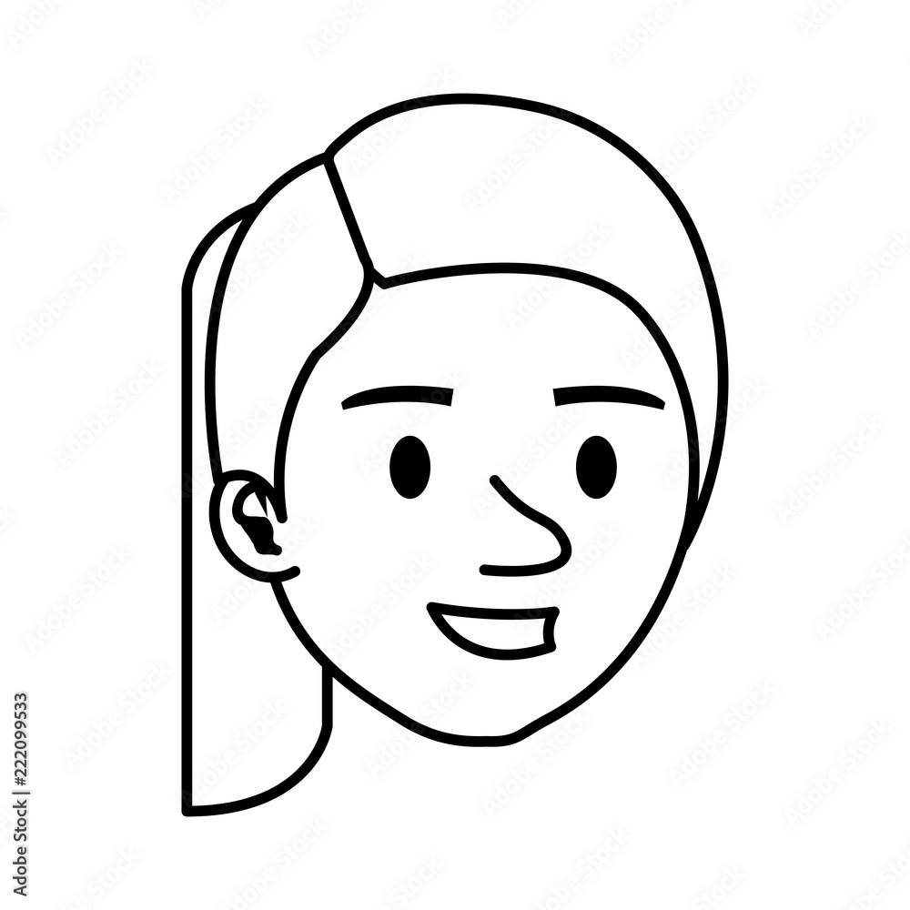 beautiful and young woman head character beautiful and young woman head character