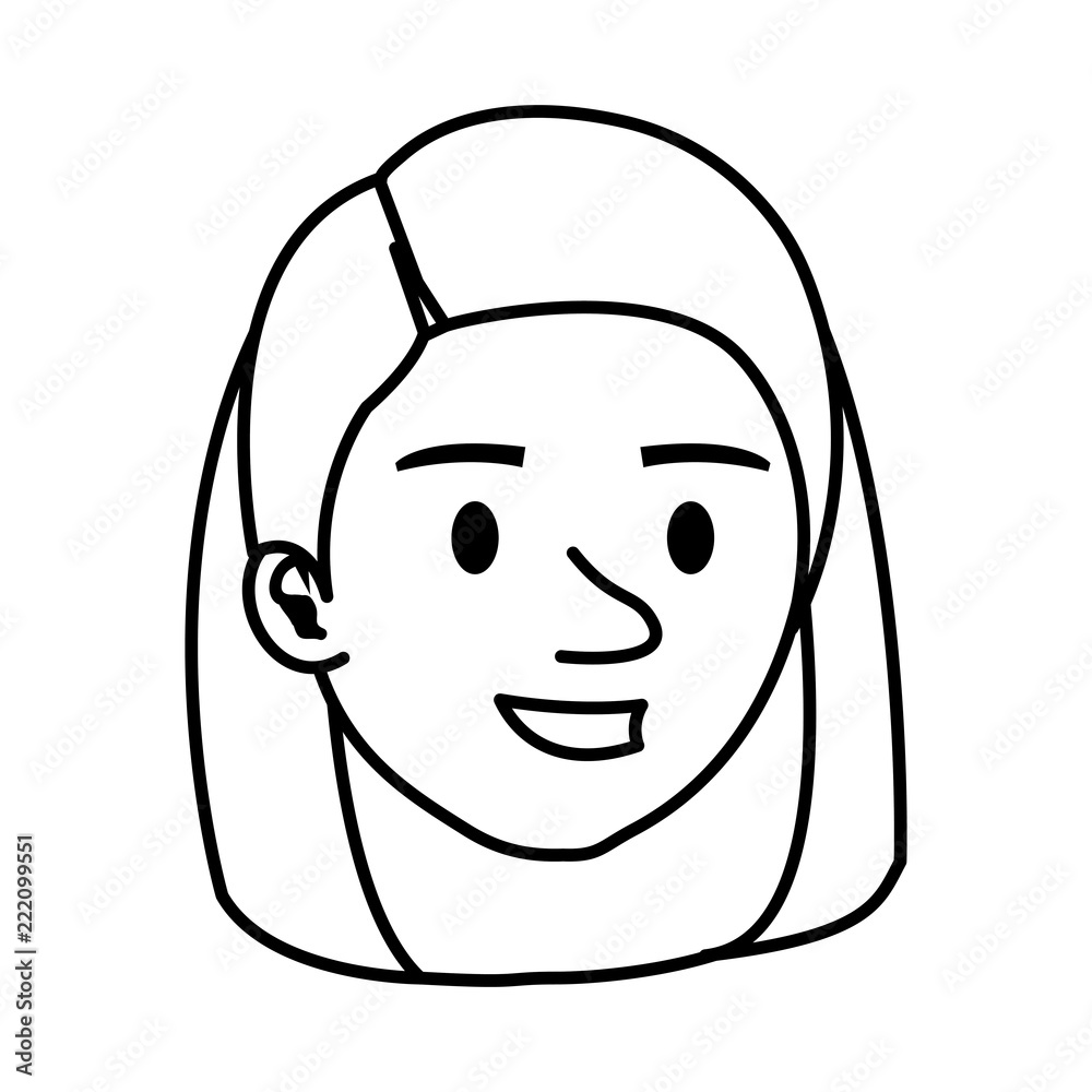 beautiful and young woman head character beautiful and young woman head character