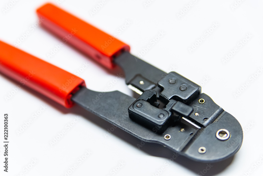 Modular crimping tool isolated on white background Modular crimping tool isolated on white background
