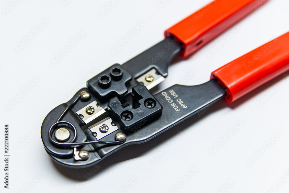 Modular crimping tool isolated on white background Modular crimping tool isolated on white background