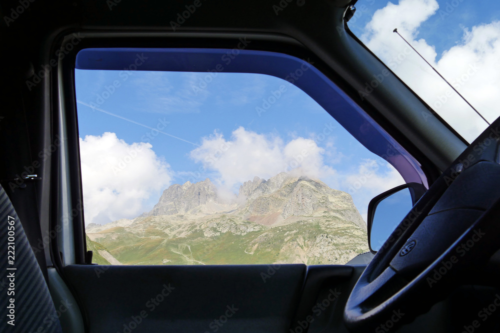 Mountain from the car window